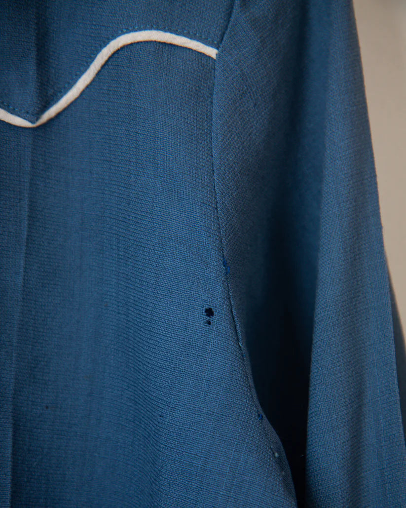 1930s-1940s Vintage Gabardine Western Blouse with Smile Pockets