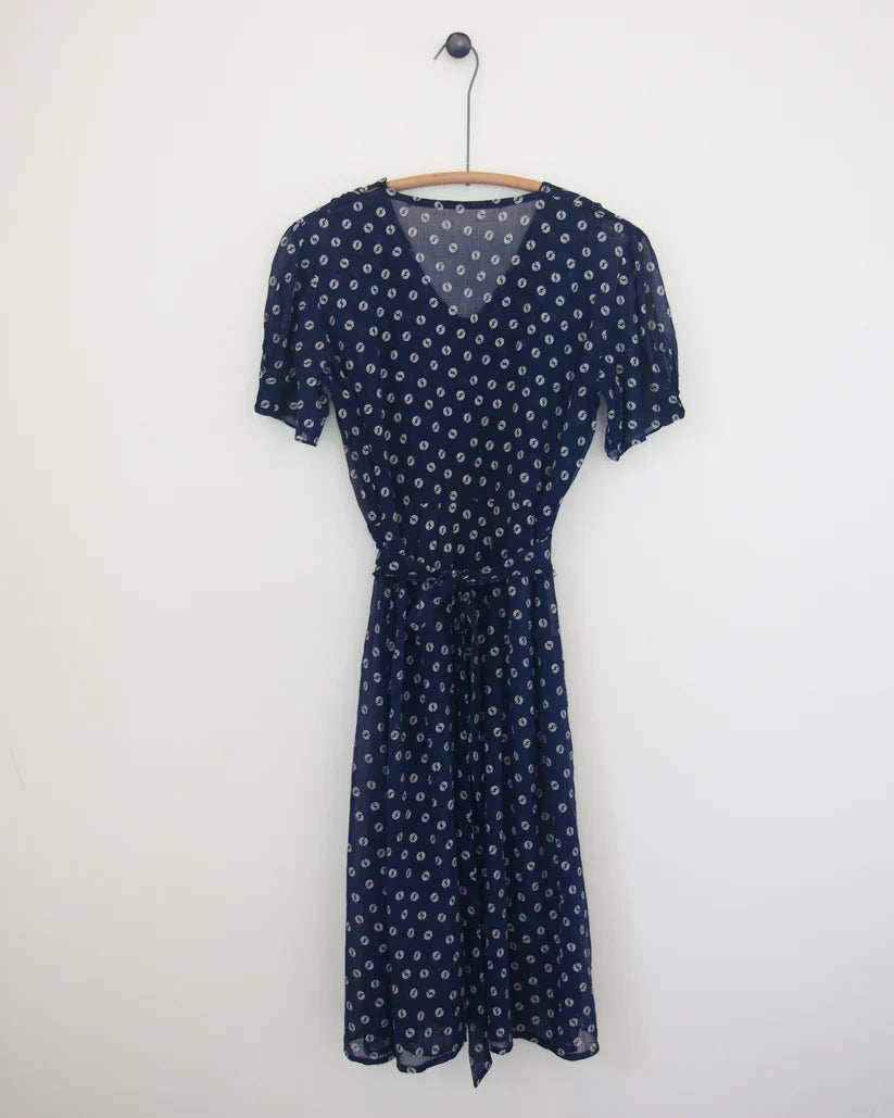 1930s-1940s Vintage Handmade Polka Dot Day Dress
