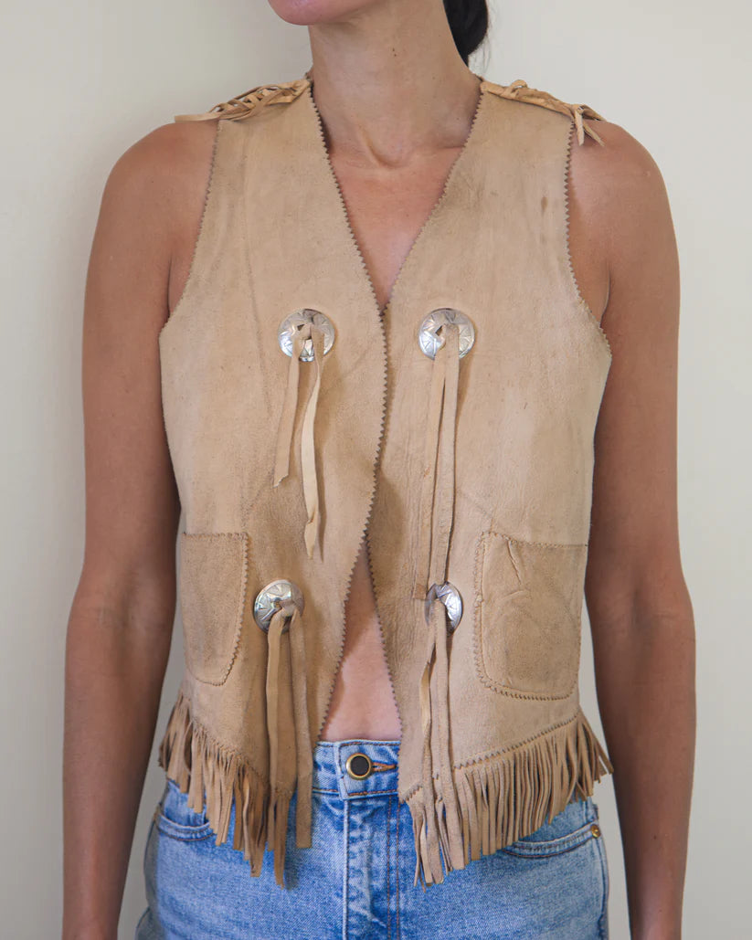 1936 Vintage Texas Centennial Suede Leather Vest