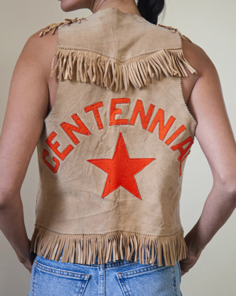 1936 Vintage Texas Centennial Suede Leather Vest