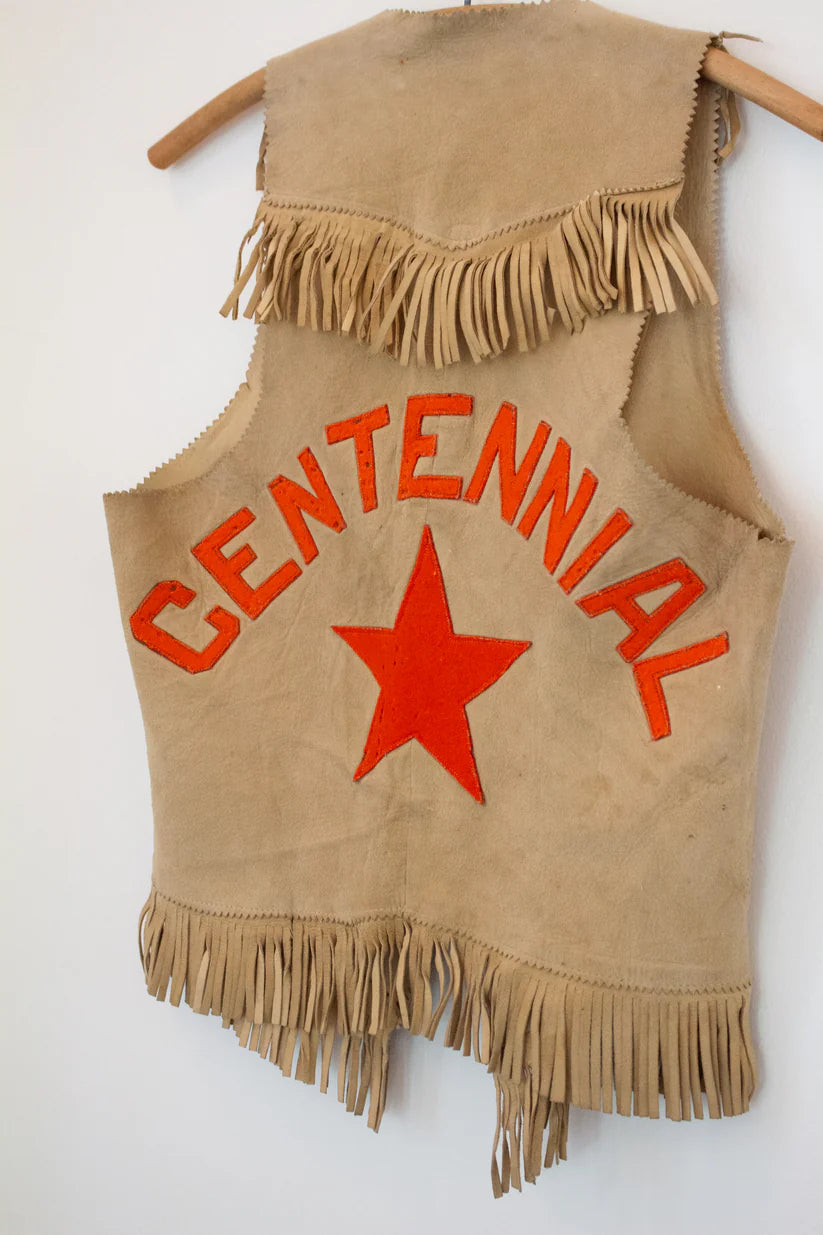 1936 Vintage Texas Centennial Suede Leather Vest