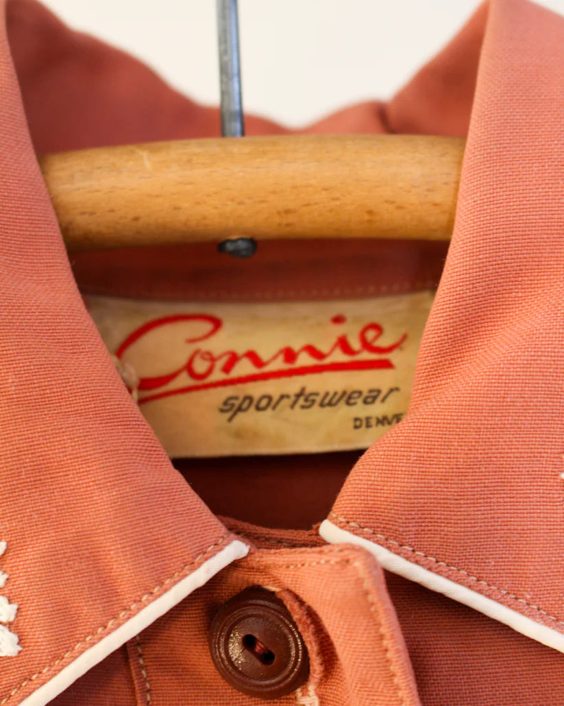 1940s Connie Sportswear Vintage Floral Chainstitch Western Blouse