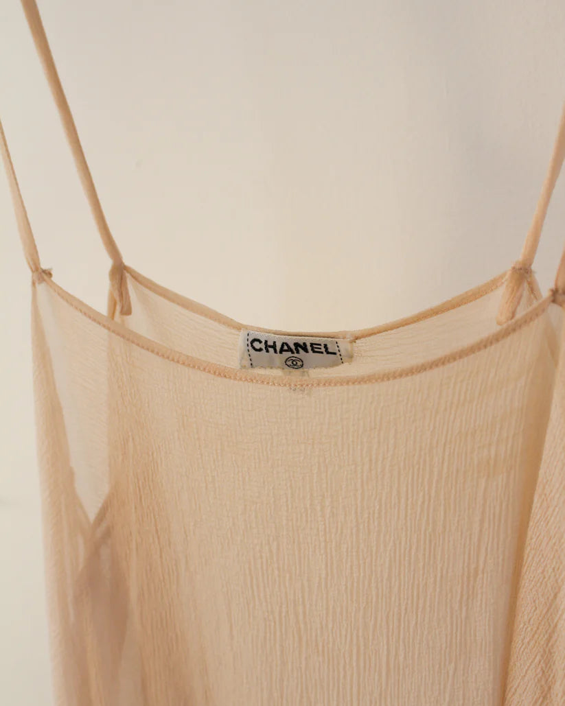 1980's Chanel Chiffon Blouse with Ruffle Sleeves
