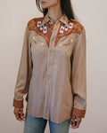 H Bar C Ranchwear 1950s Vintage 'Playing Cards' Embroidered Western Pearl Snap Shirt