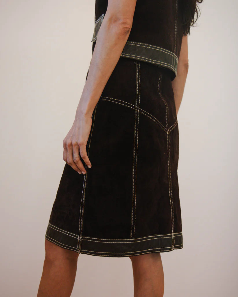 Palena 1970s Vintage Reversible Leather Skirt & Vest Set
