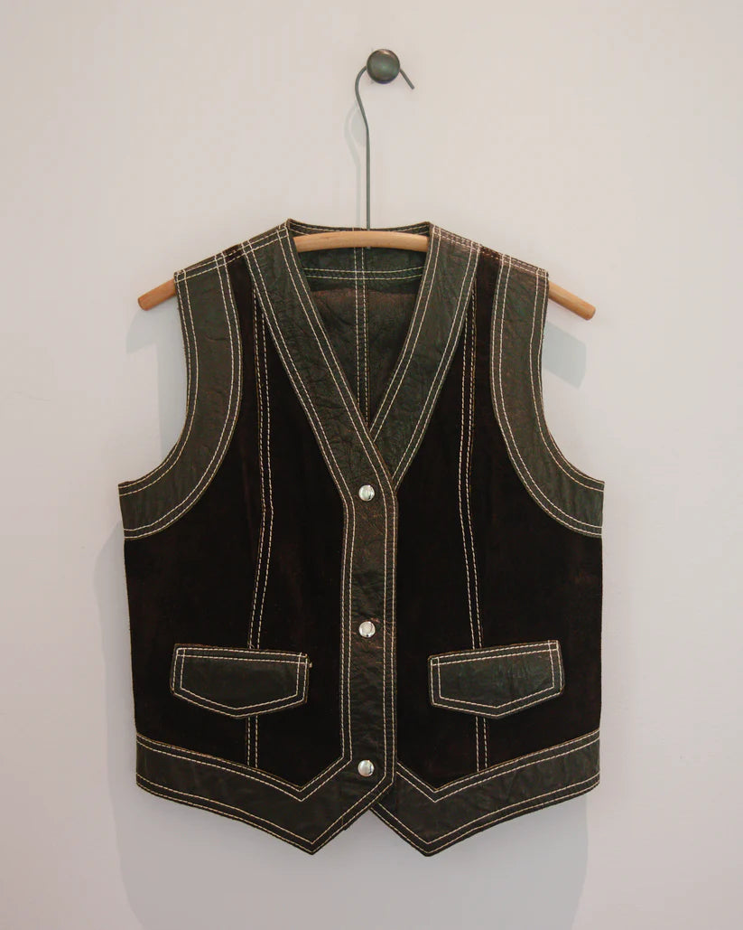 Palena 1970s Vintage Reversible Leather Skirt & Vest Set