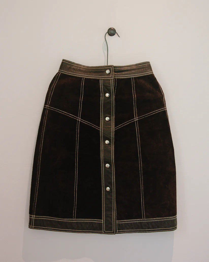 Palena 1970s Vintage Reversible Leather Skirt & Vest Set