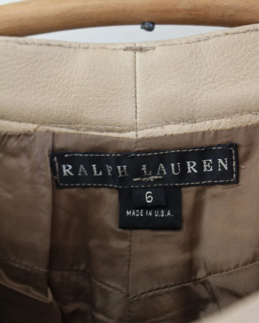 Ralph Lauren Vintage Painted Leather Pants With Roses