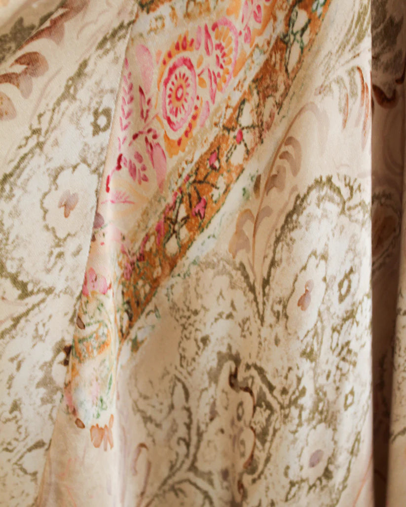 Vintage Ralph Lauren Floral Print Strapless Silk Gown