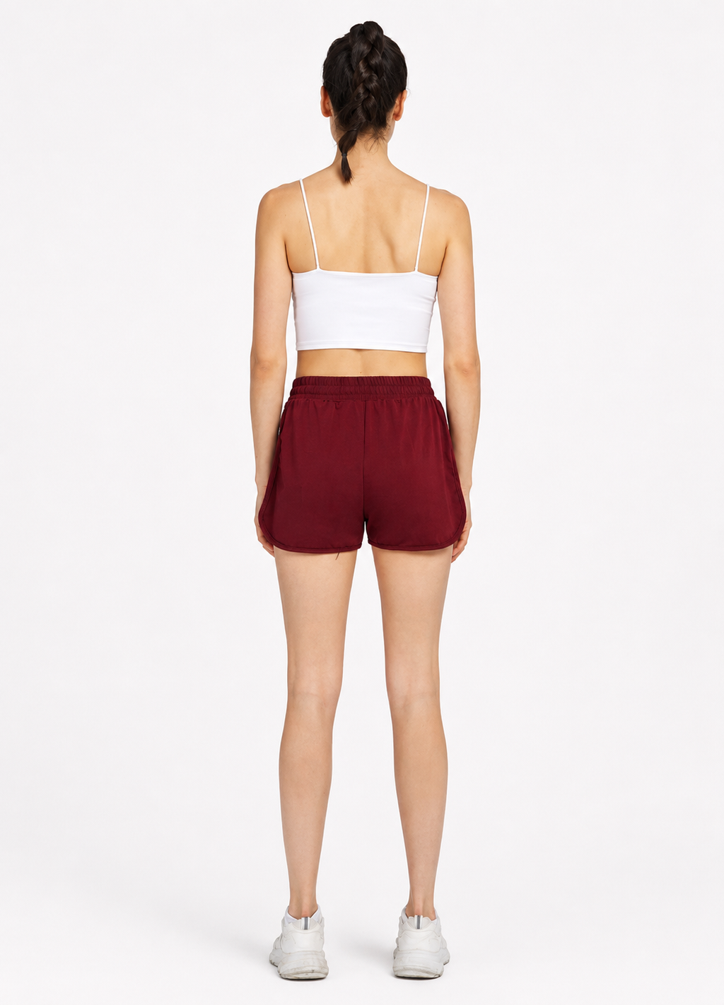 Women's Casual Maroon Side Slit Drawstring Shorts with Side Letter Print – Slim Fit Summer Shorts